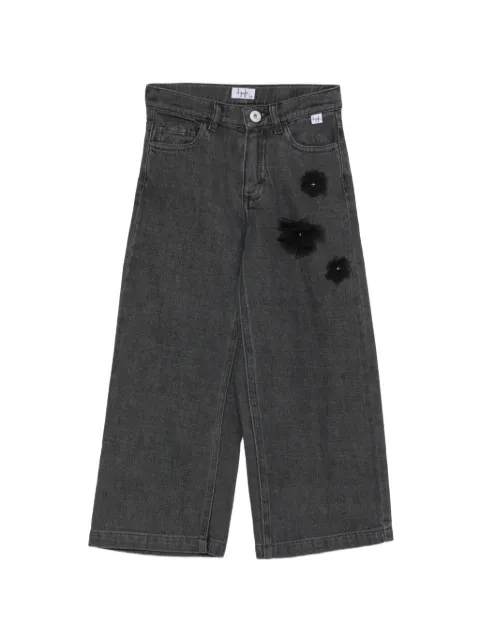 Il Gufo flower-appliqué wide-leg jeans