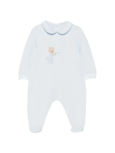 Il Gufo bear-embroidered Peter Pan collar sleepsuit
