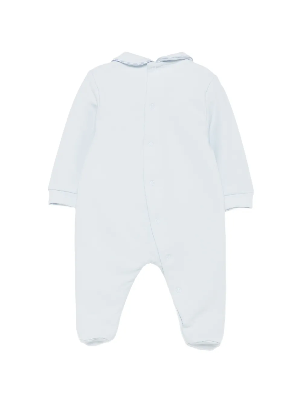 Il Gufo bear-embroidered Peter Pan collar sleepsuit Blauw