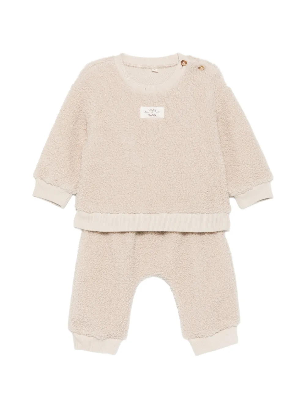 TEDDY & MINOU fleece-texture logo-patch tracksuit - Toni neutri