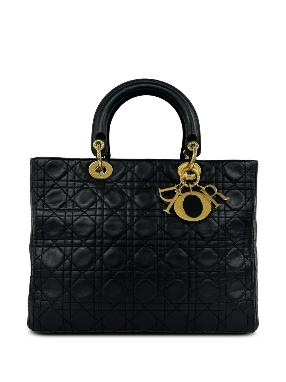Christian Dior Pre-Owned 1995-2026 Large Lambskin Cannage Lady Dior satchel - Nero