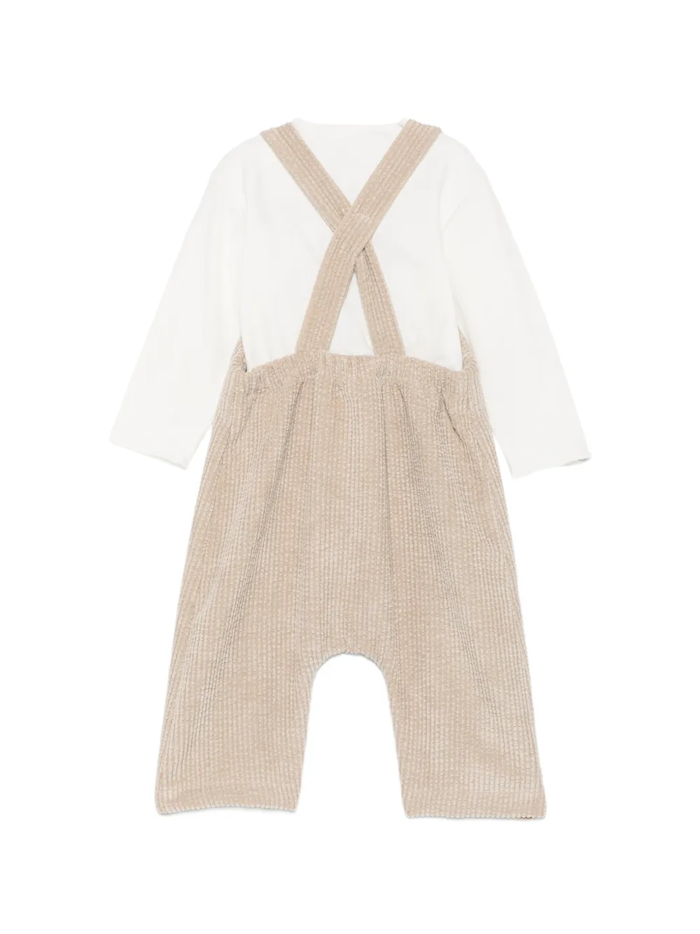 TEDDY & MINOU T-shirt and corduroy-effect dungarees set Beige