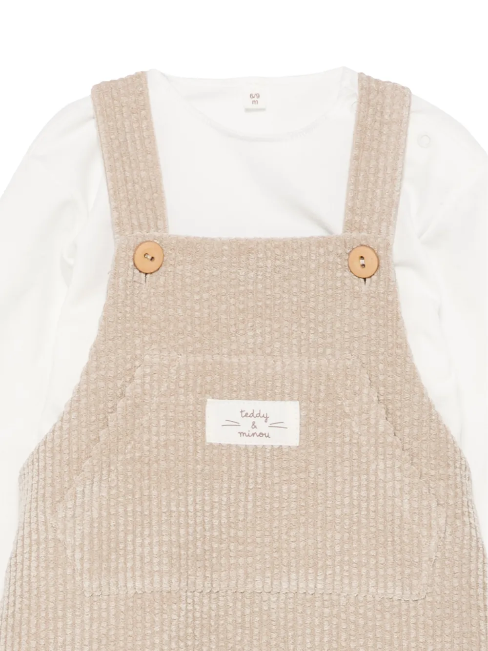TEDDY & MINOU T-shirt and corduroy-effect dungarees set Beige