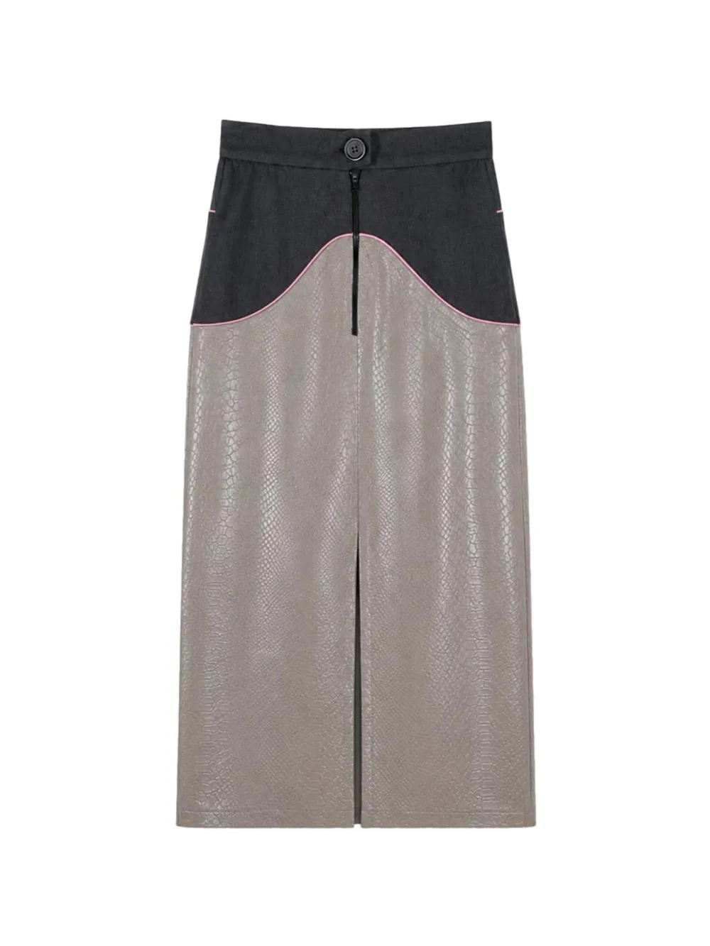Walk Of Shame snake-effect panelled midi skirt - Grigio