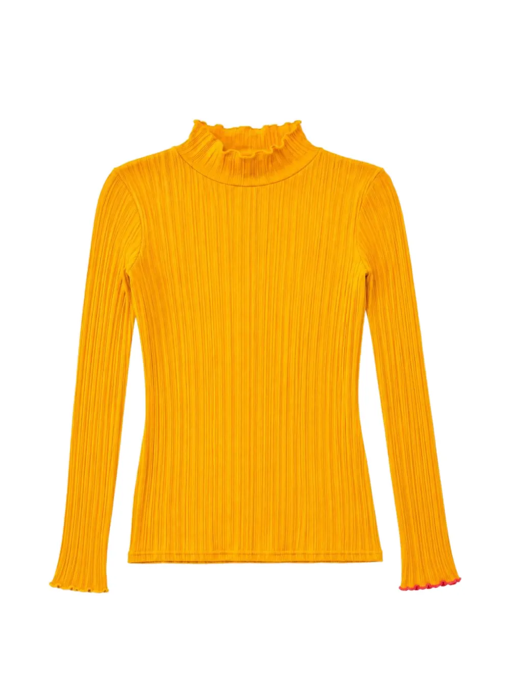 La Fetiche ribbed-knit lettuce-trim top - Giallo