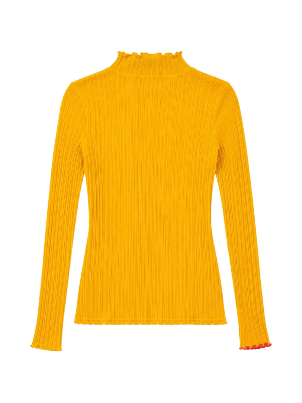 La Fetiche ribbed-knit lettuce-trim top Geel