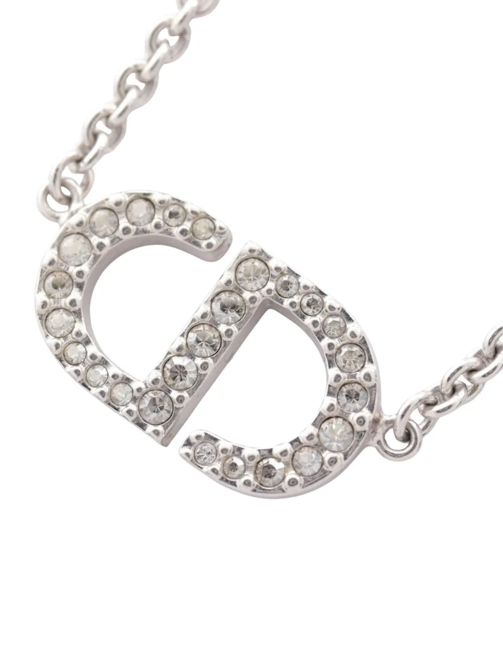 Christian Dior Pre-Owned 2022 Brass Petit Strass CD Logo Pendant Necklace costume necklace - Silber