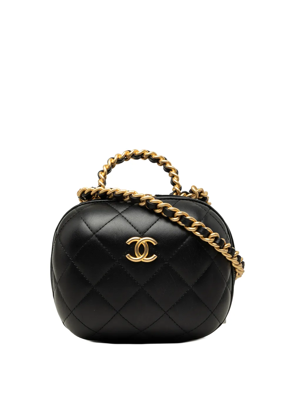 CHANEL Pre-Owned 2021-2026 Quilted Lambskin CC Bubble Vanity Case With Chain satchel - Black