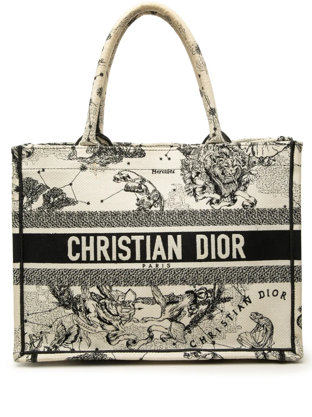 Christian Dior Pre-Owned 2022 Medium Canvas Embroidered Zodiac Toile De Jouy Book tote bag - Weiß