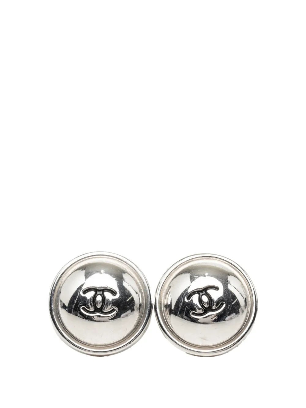 CHANEL Pre-Owned 1999 CC Silver Plated Button Push Back Earrings costume earrings - Silber