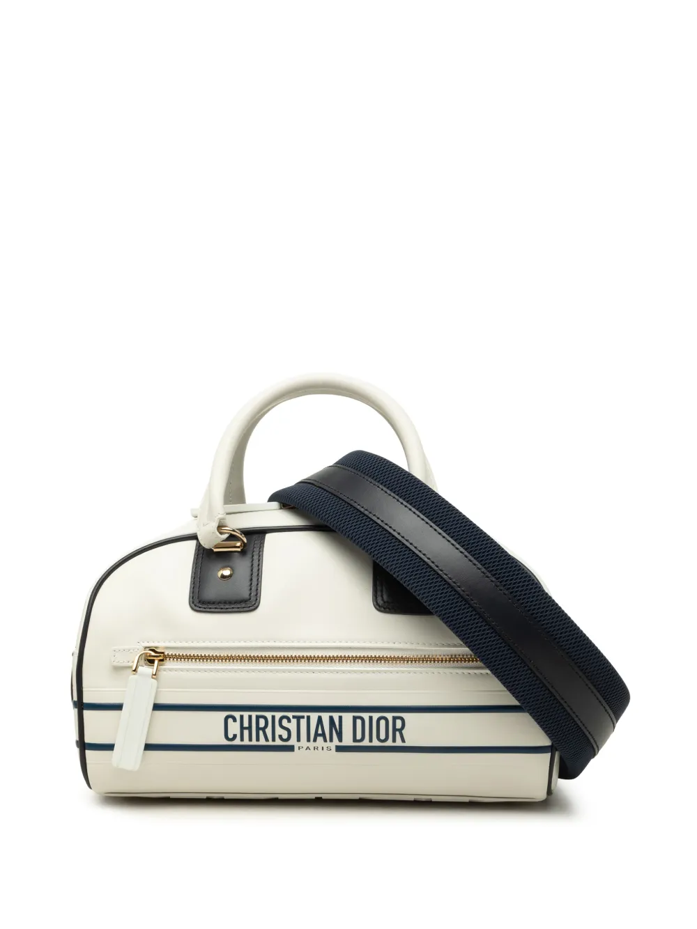 Christian Dior Pre-Owned 2022 Small Leather Dior Vibe Zip Bowling Bag satchel - Blanc