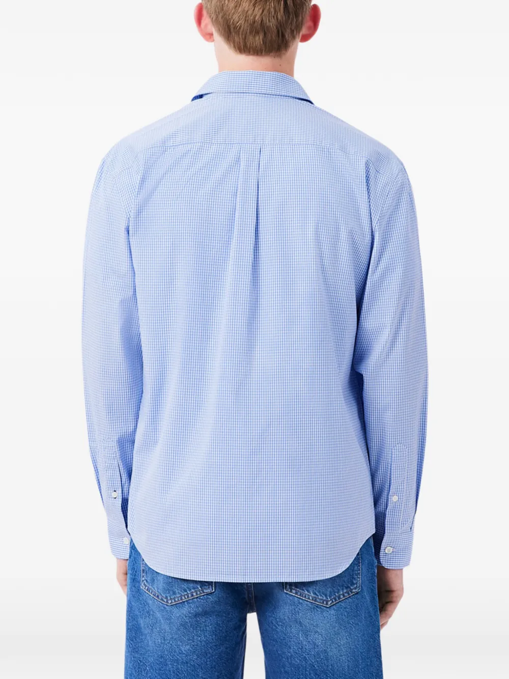 Lacoste regular-fit pinpoint gingham shirt Blauw