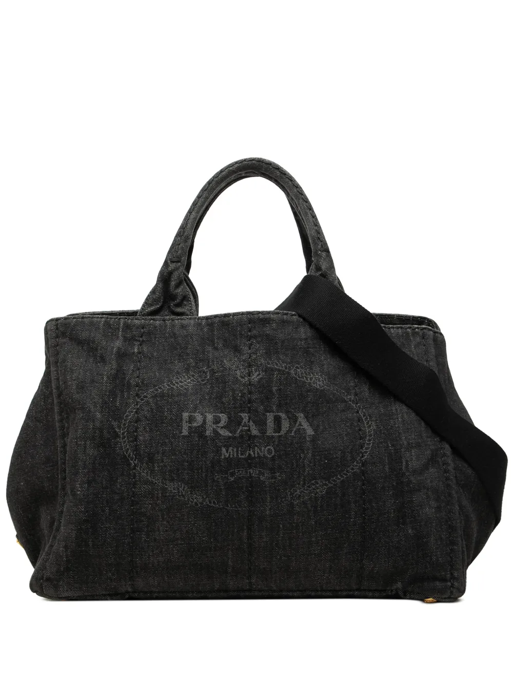 Prada Pre-Owned 2013-2026 Denim Canapa Logo Tote satchel - Nero