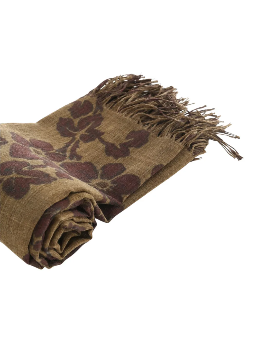 Uma Wang floral-print fringed scarf Bruin