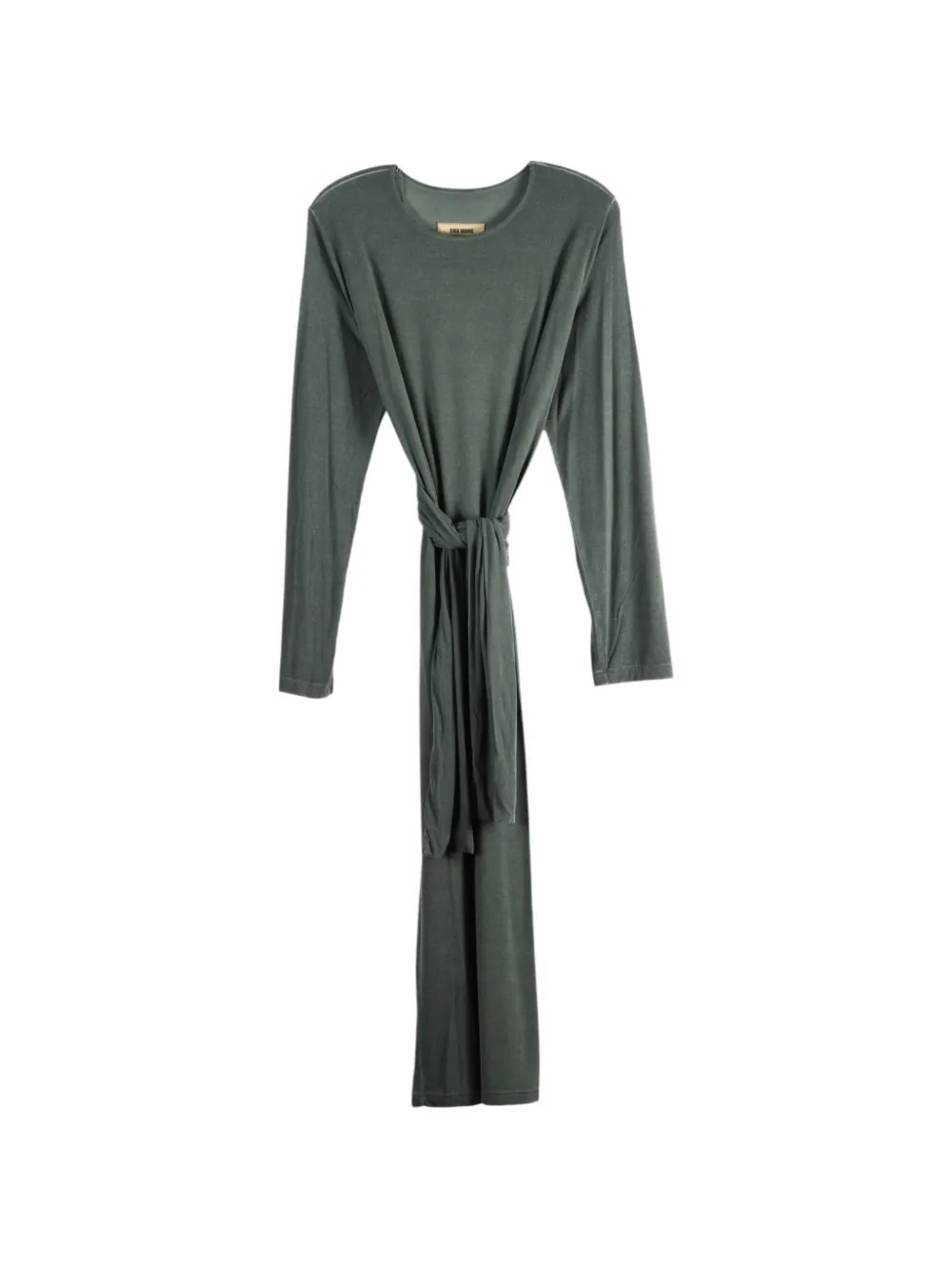 Uma Wang knot-detail long-sleeve midi dress Groen