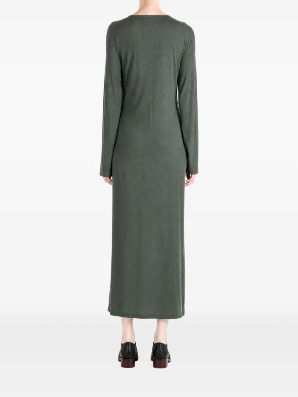 Uma Wang knot-detail long-sleeve midi dress Groen