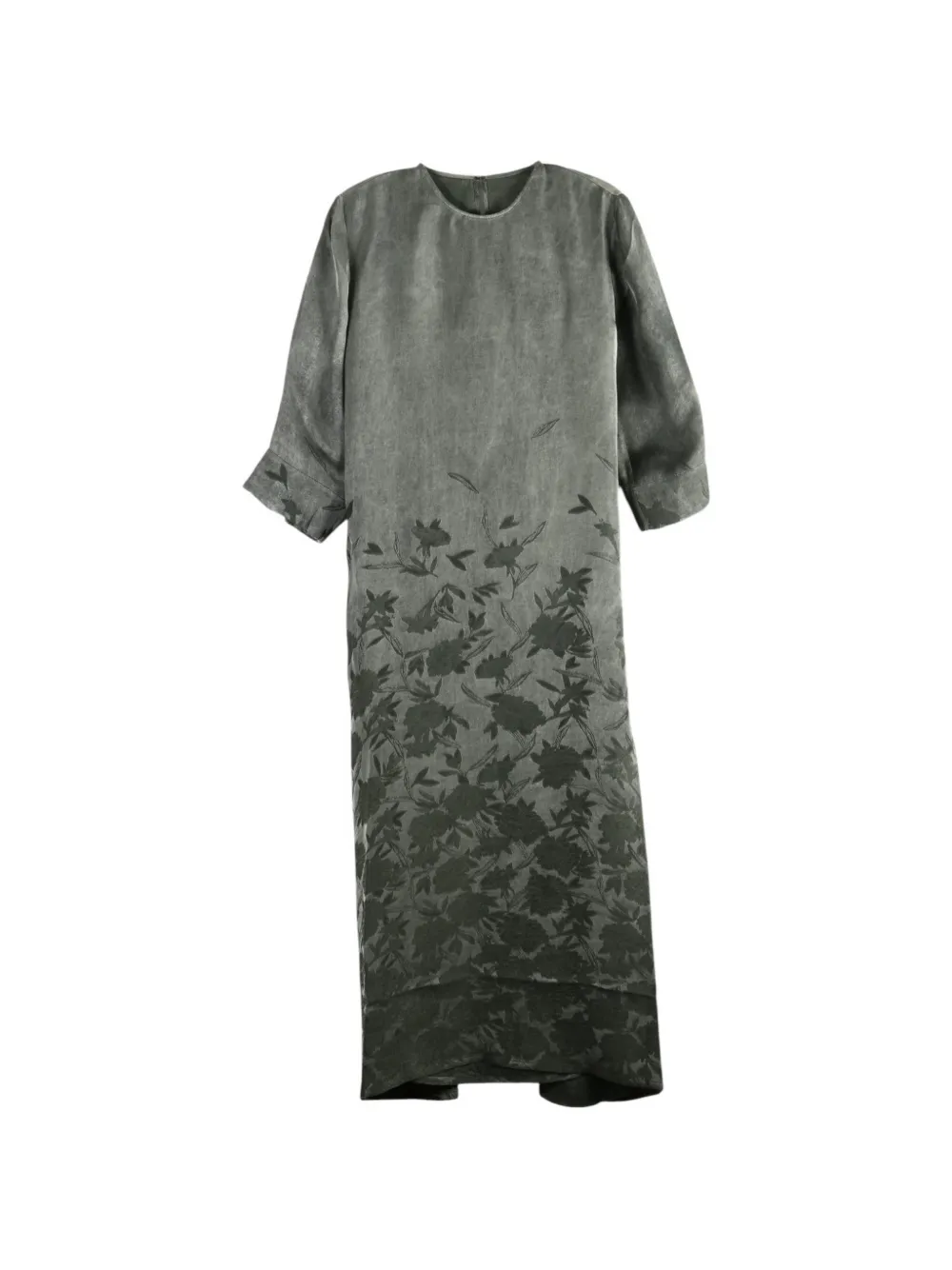 Uma Wang floral-jacquard long-sleeve maxi dress Grijs