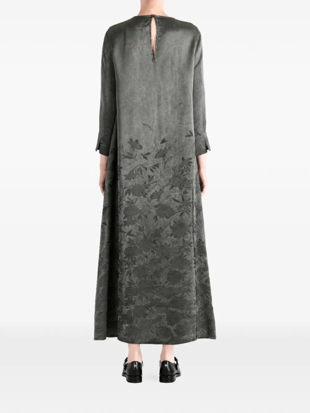 Uma Wang floral-jacquard long-sleeve maxi dress Grijs