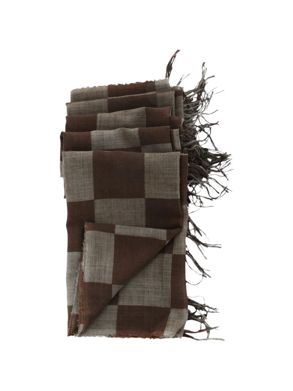 Uma Wang check frayed-edge scarf Bruin