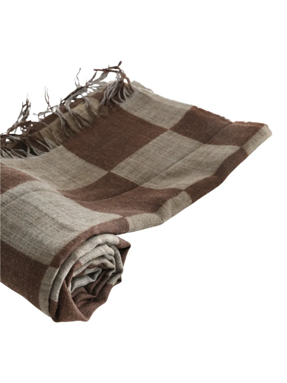 Uma Wang check frayed-edge scarf Bruin