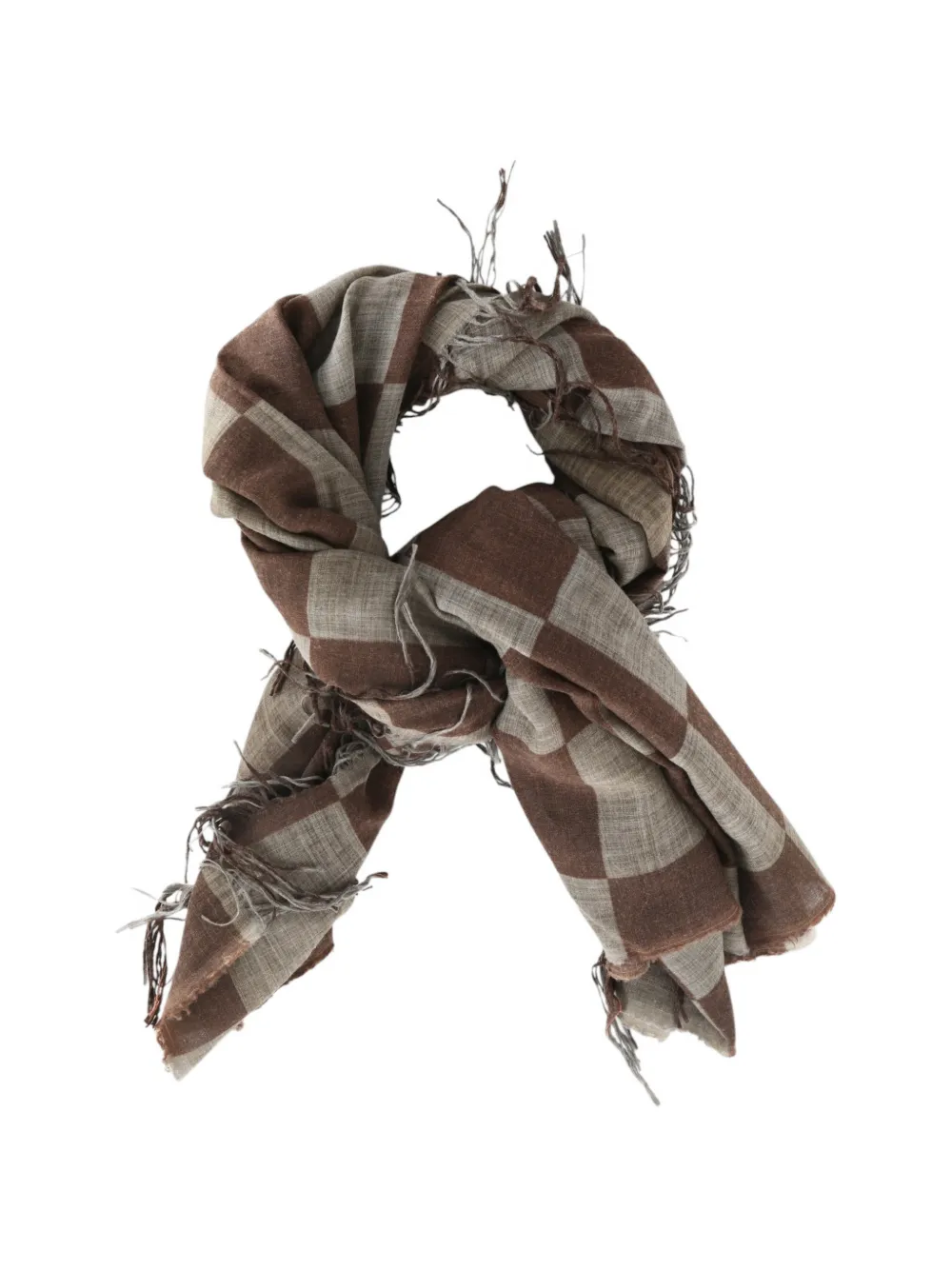 Uma Wang check frayed-edge scarf Bruin