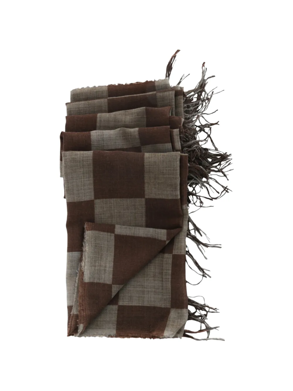Uma Wang check frayed-edge scarf Bruin