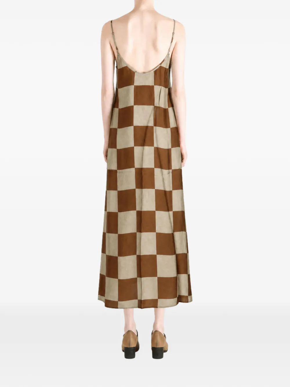 Uma Wang Anaya check-print midi dress Bruin
