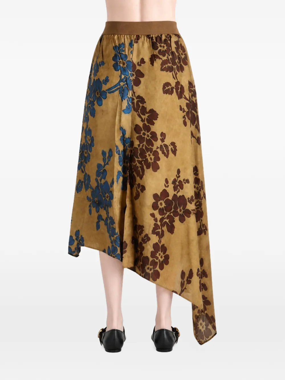 Uma Wang floral-print asymmetric skirt Beige