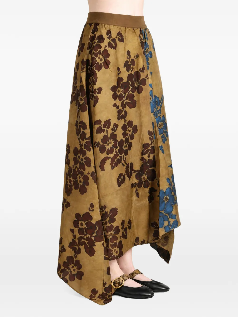 Uma Wang floral-print asymmetric skirt Beige