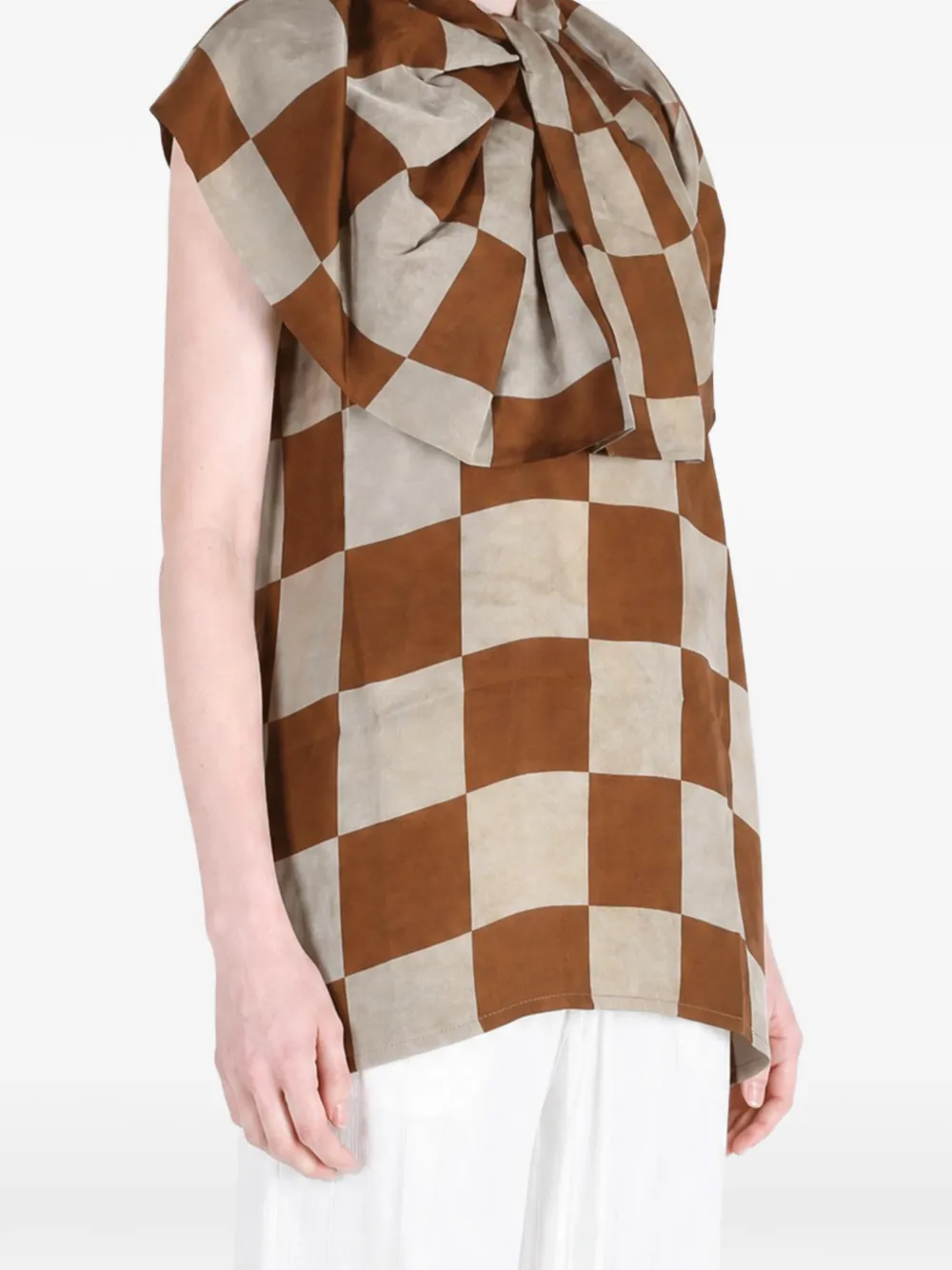 Uma Wang check-print oversized-bow top Bruin
