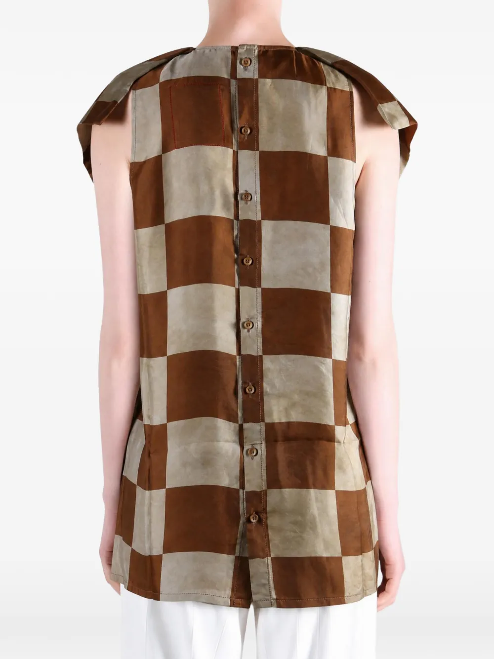 Uma Wang check-print oversized-bow top Bruin