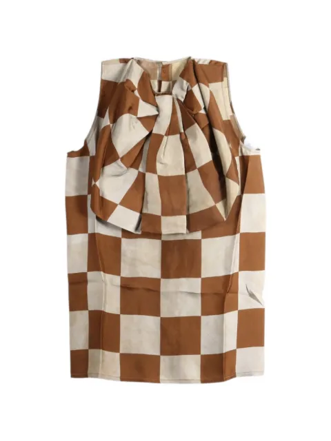 Uma Wang check-print oversized-bow top