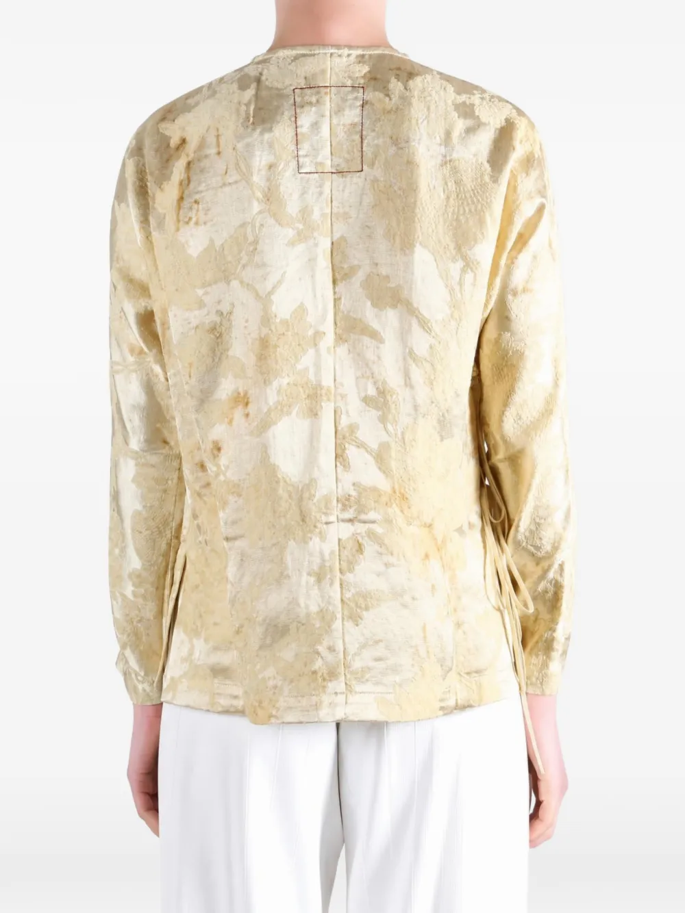 Uma Wang Kika floral-jacquard wrap blouse Beige