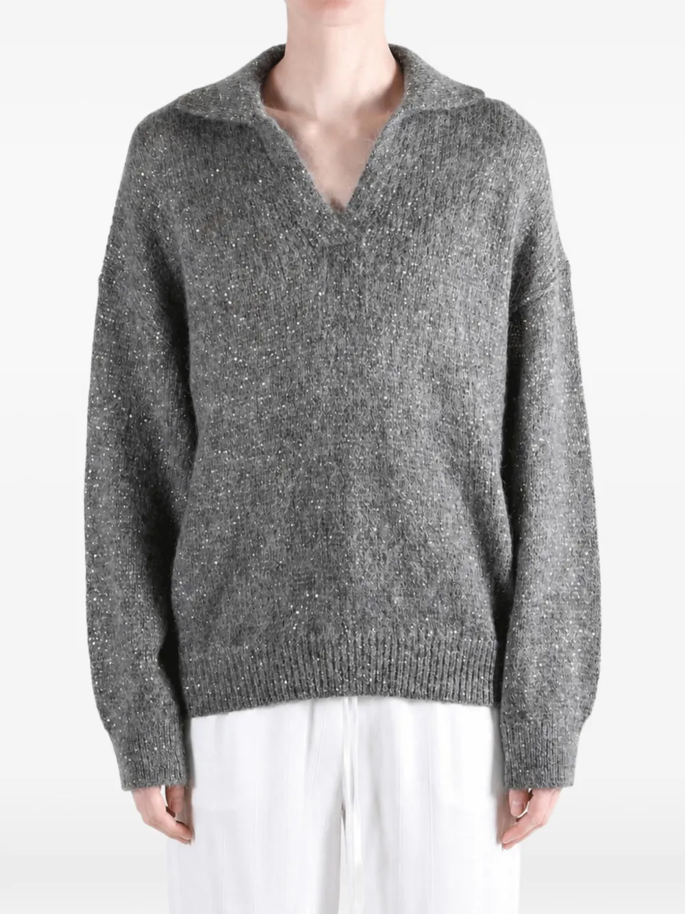 Brunello Cucinelli Trui met pailletten Grijs