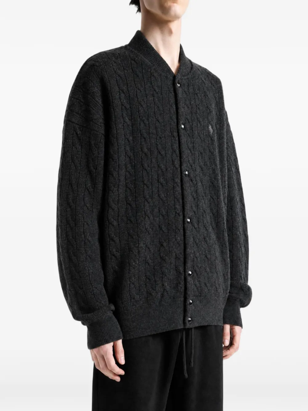 Polo Ralph Lauren Relaxed Fit cable-knit jumper jacket Grijs