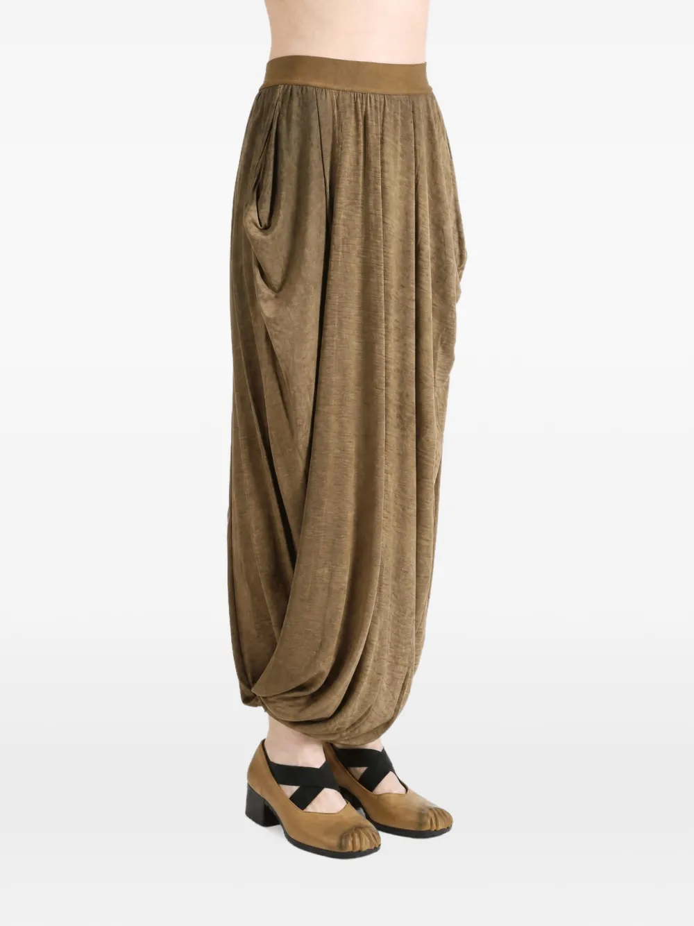 Uma Wang draped-detail midi skirt Bruin