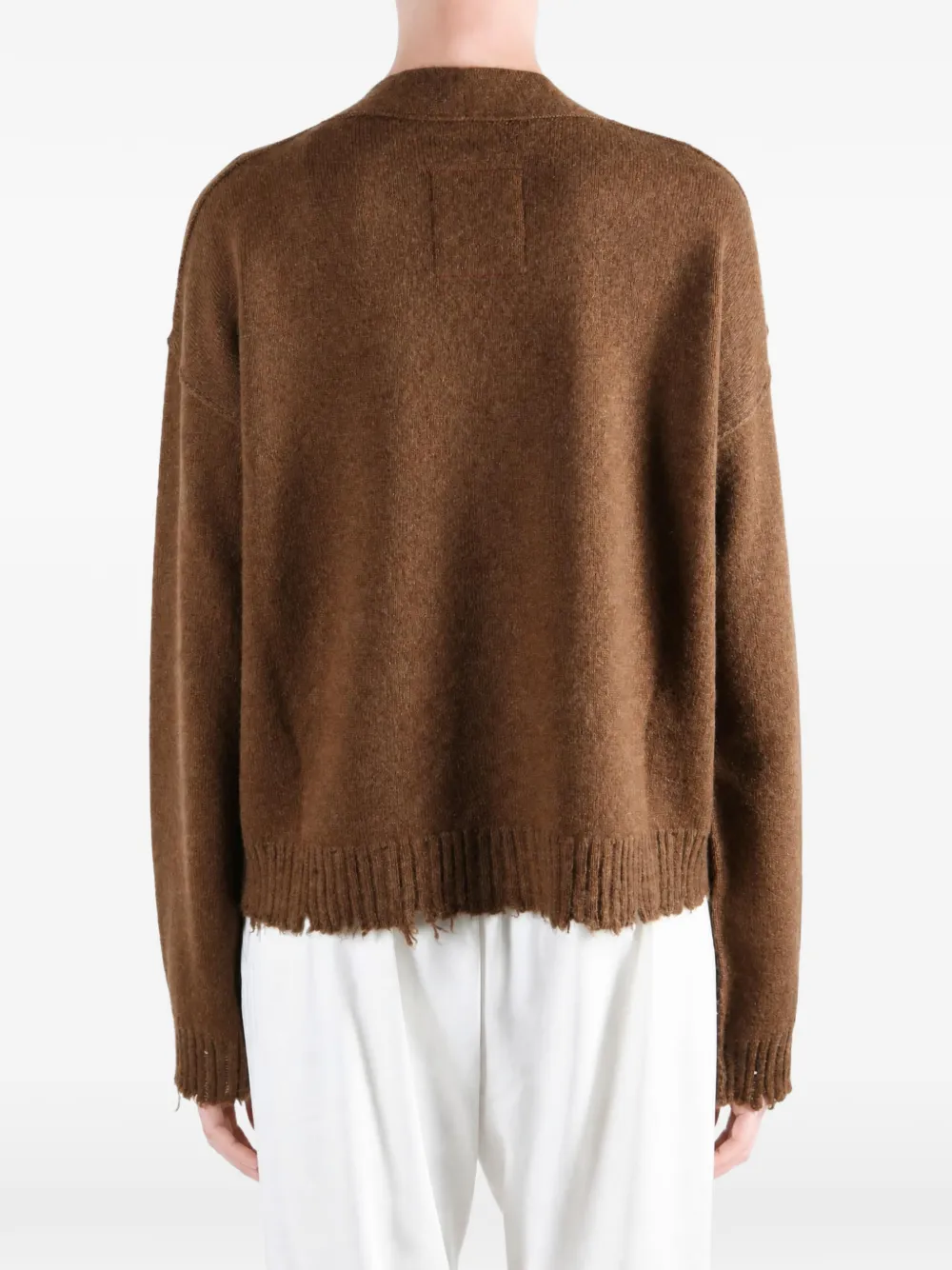Uma Wang distressed V-neck cardigan Bruin