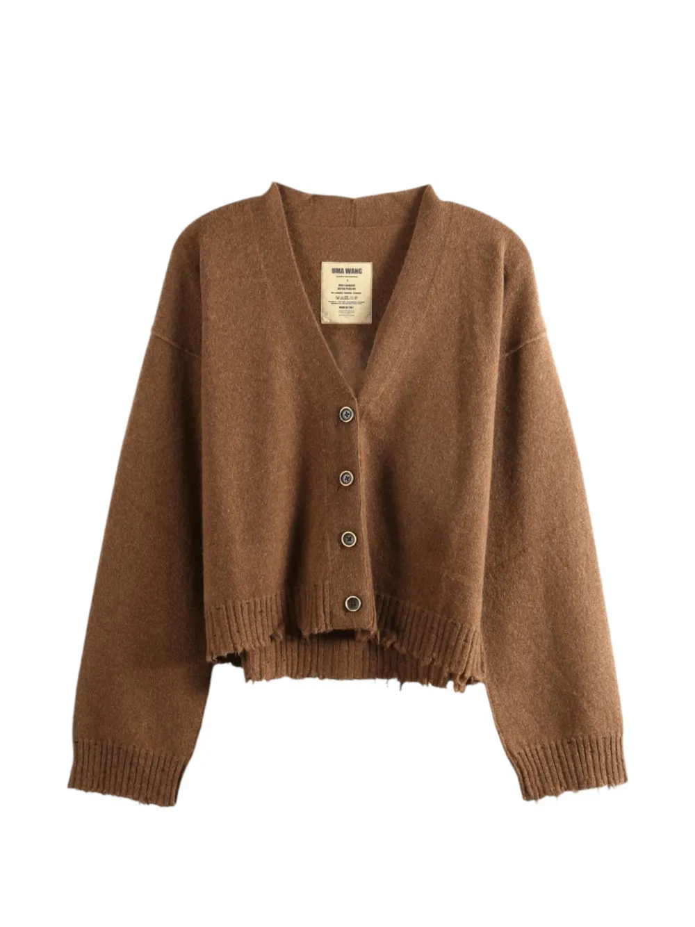 Uma Wang distressed V-neck cardigan Bruin
