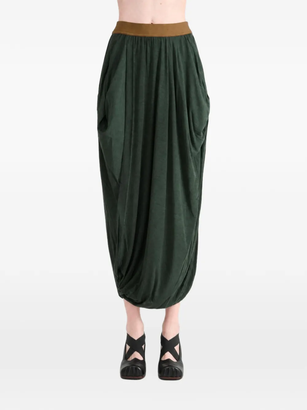 Uma Wang draped cocoon midi skirt Groen