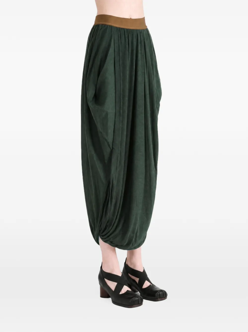 Uma Wang draped cocoon midi skirt Groen