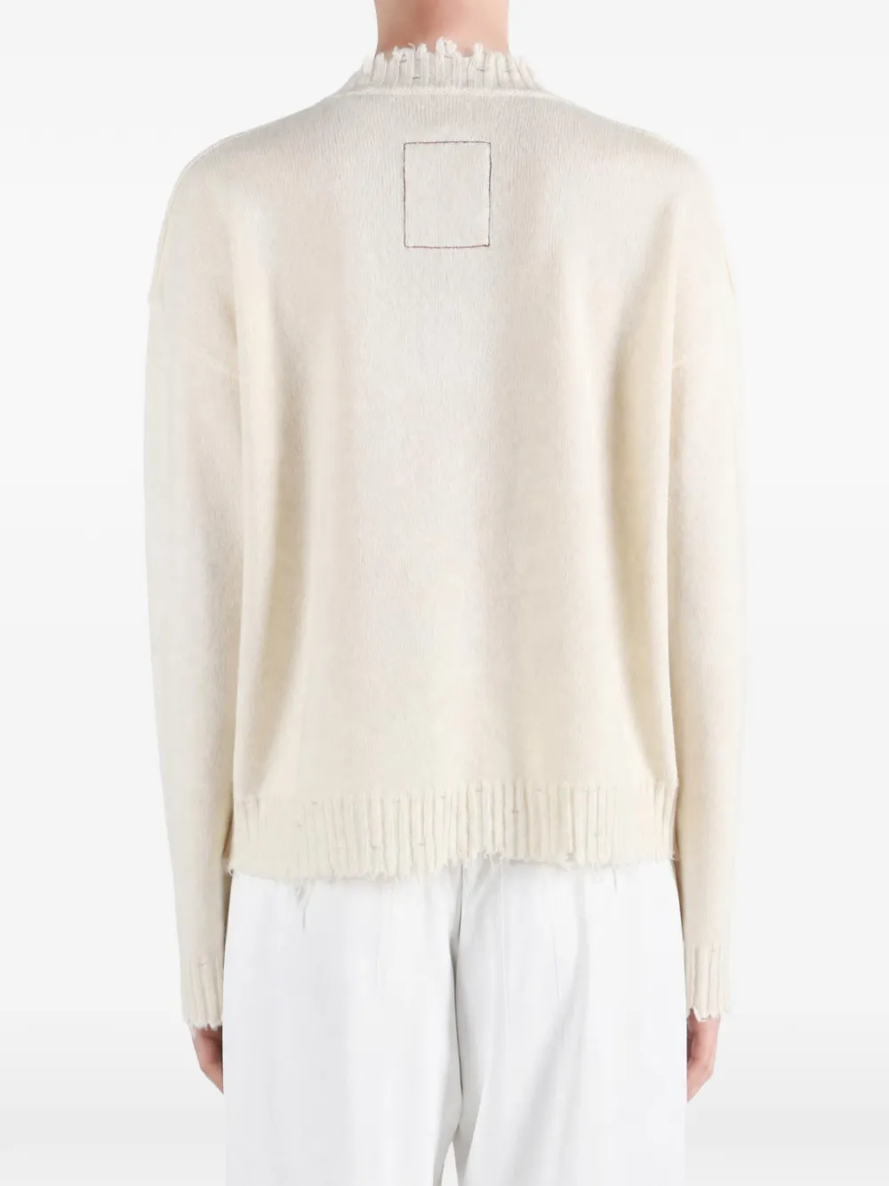 Uma Wang distressed-effect ribbed-trim sweater Beige