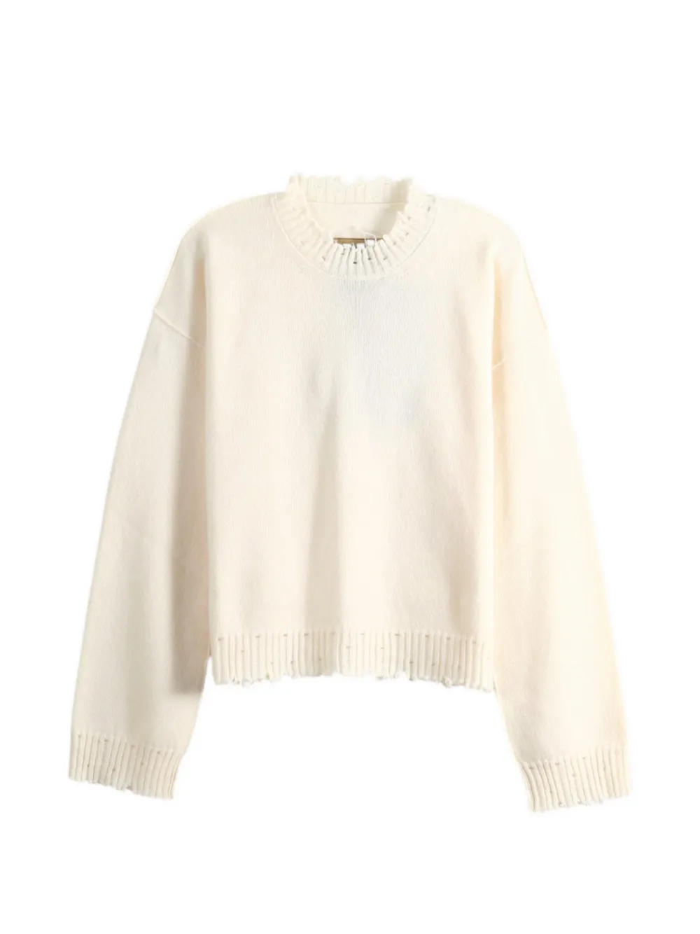 Uma Wang distressed-effect ribbed-trim sweater - Toni neutri