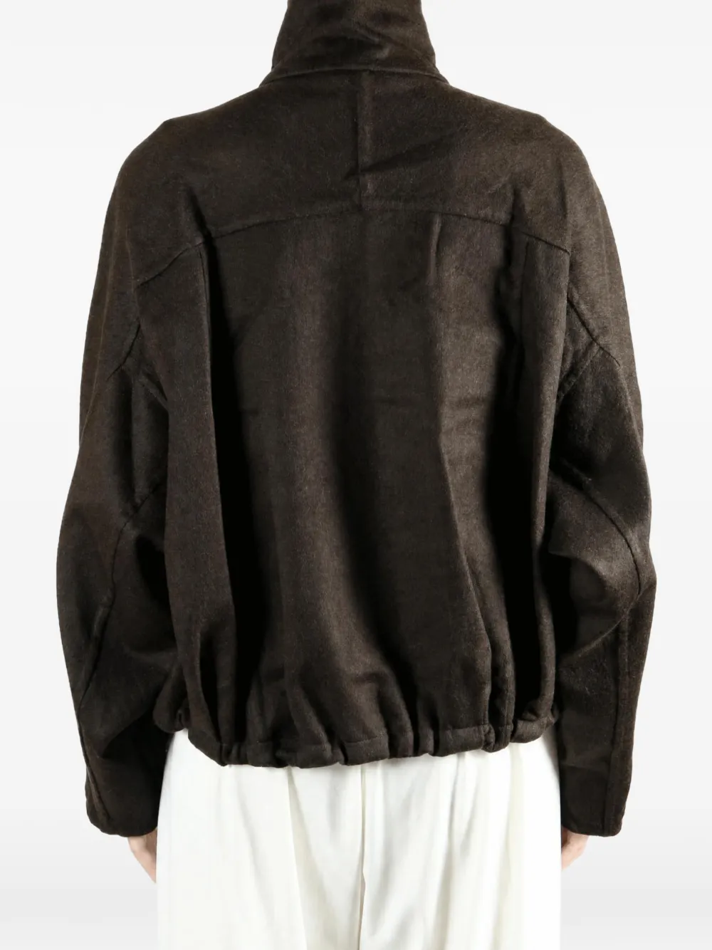 Brunello Cucinelli hand-crafted bomber jacket in virgin wool double cloth with monili Bruin