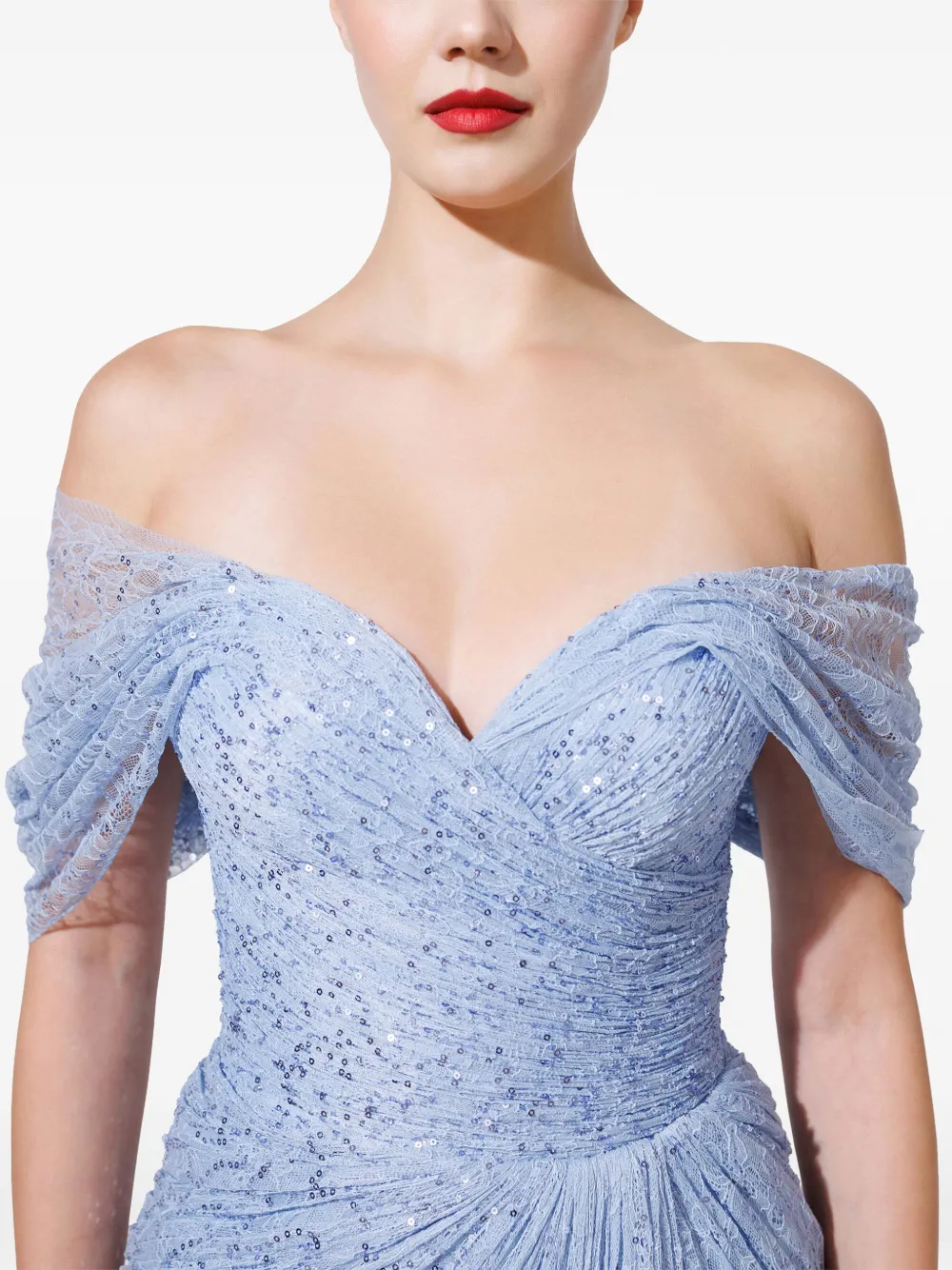 Iris Serban sequin-embellished draped maxi dress Blauw