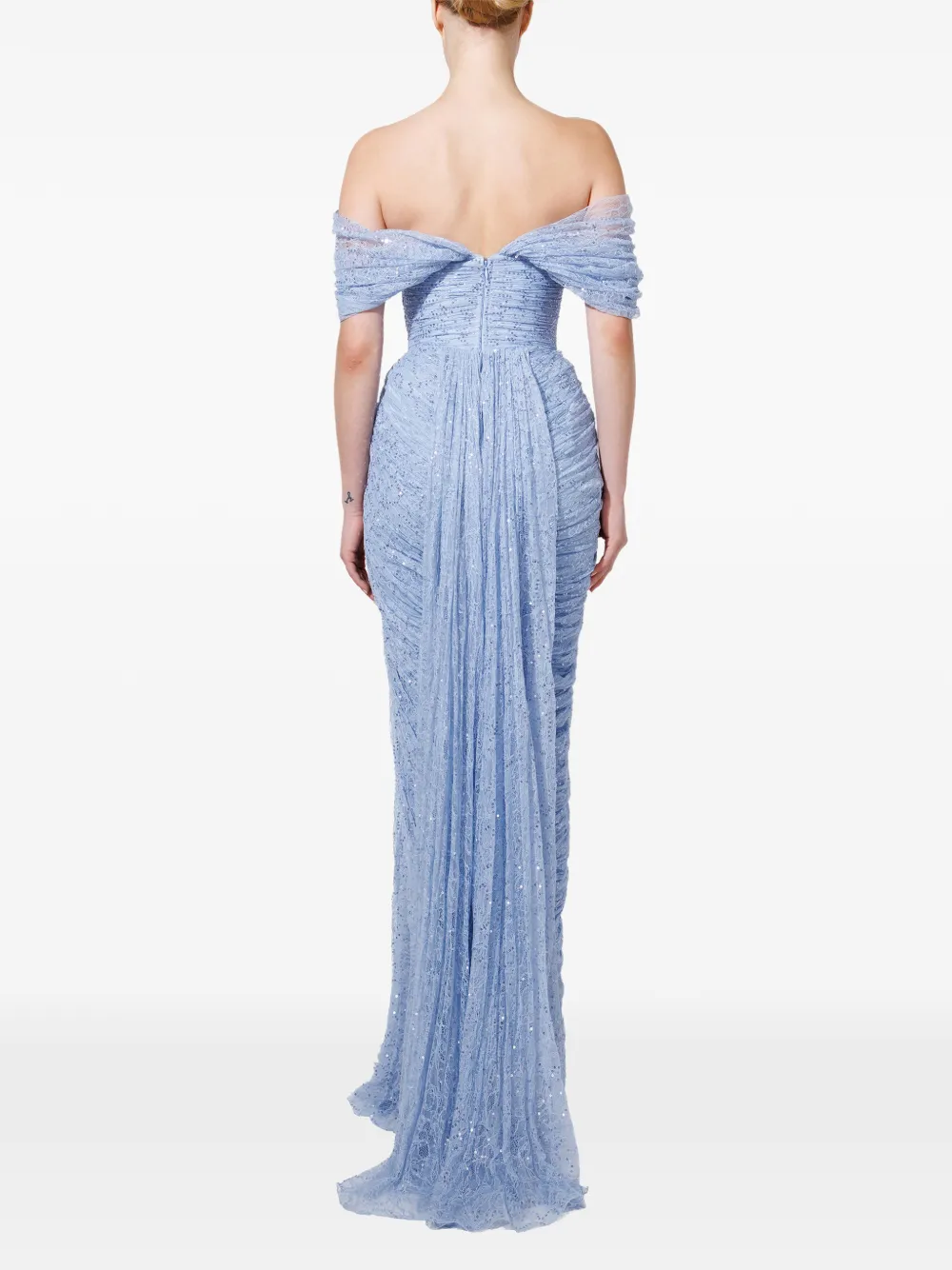 Iris Serban sequin-embellished draped maxi dress Blauw