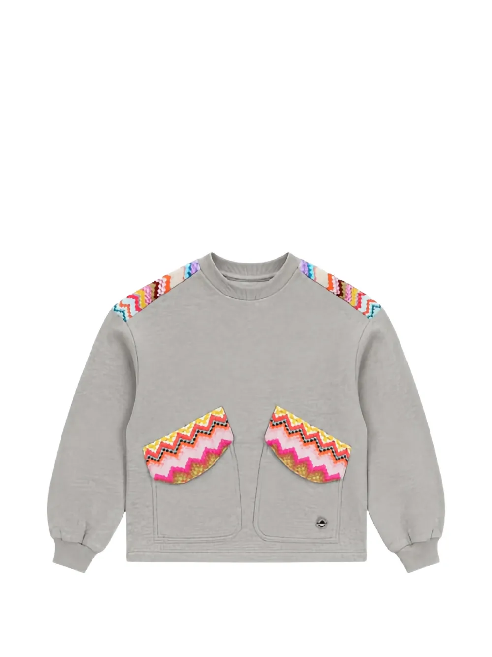 Missoni Kids zigzag-knit patch sweater - Grigio