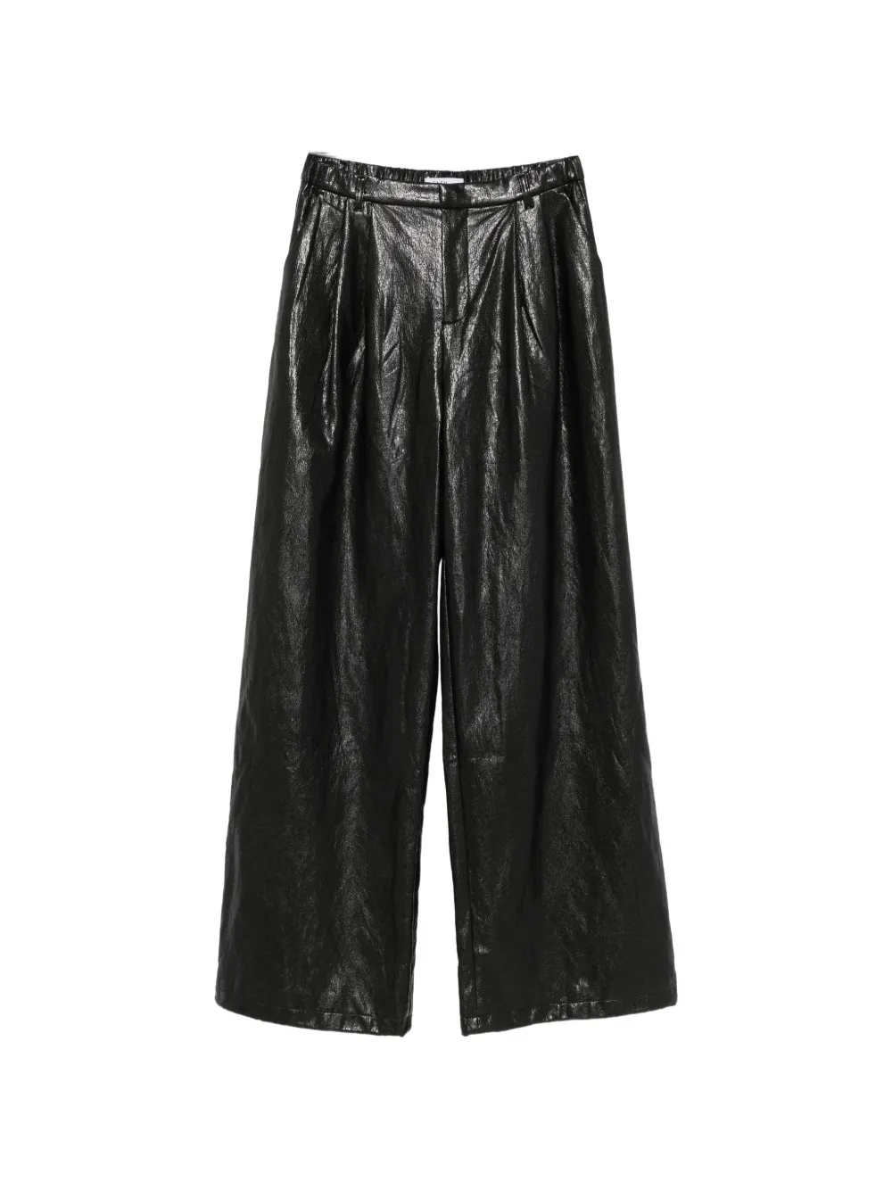 Eleh pleated leather palazzo pants Zwart