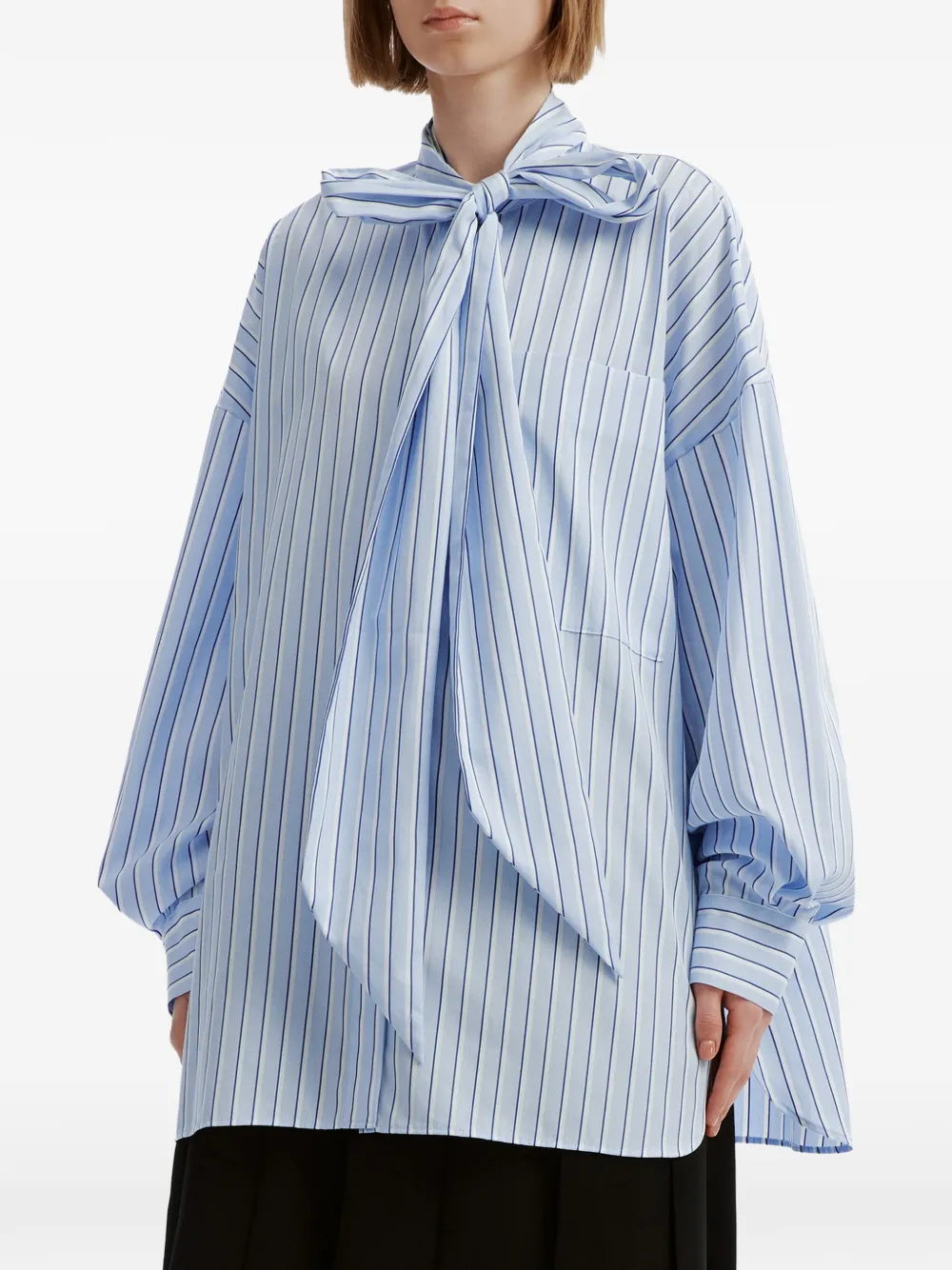 Enföld striped pussy-bow blouse Blauw