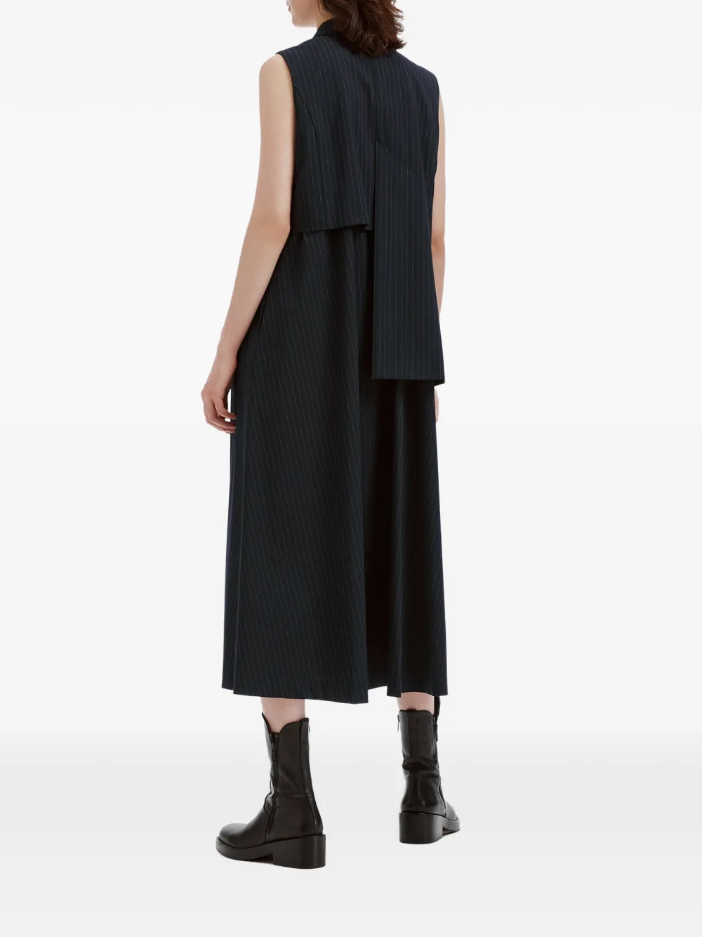 Enföld pinstripe layered-detail midi dress Blauw