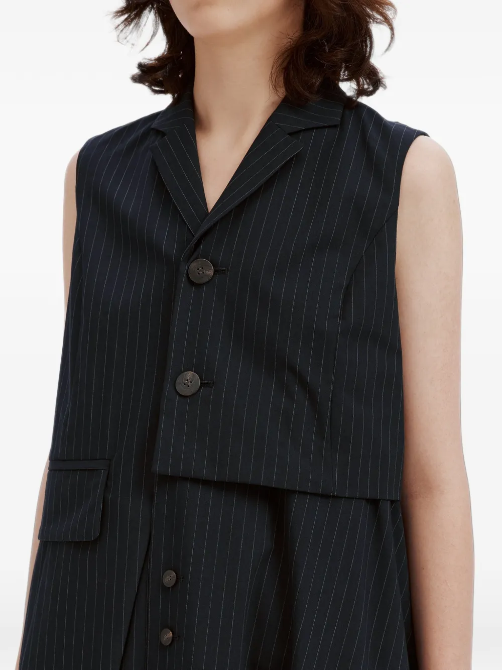 Enföld pinstripe layered-detail midi dress Blauw